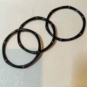 Black lacquer bamboo bangle bracelets set of 3